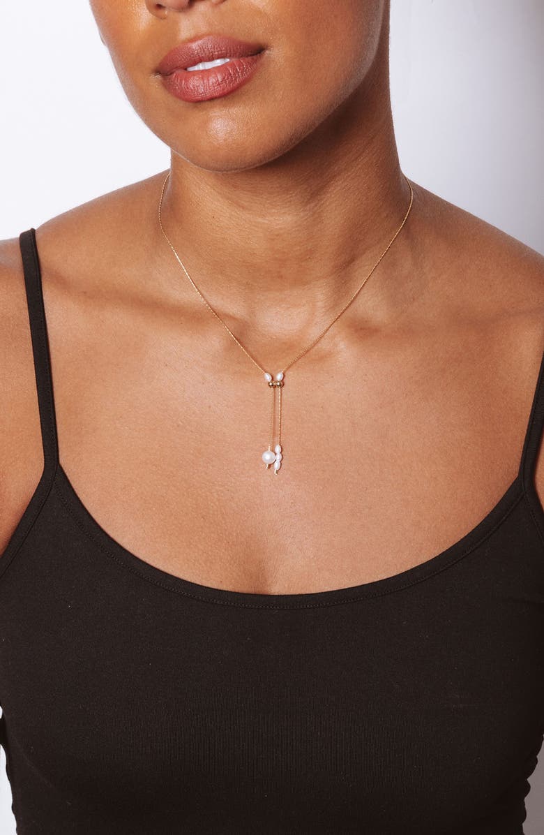 Set & Stones Zara Freshwater Pearl Lariat Necklace, Alternate, color, Gold