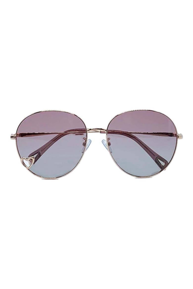Love 53mm Polarized Round Sunglasses, Main, color, ROSE GOLD / PINK