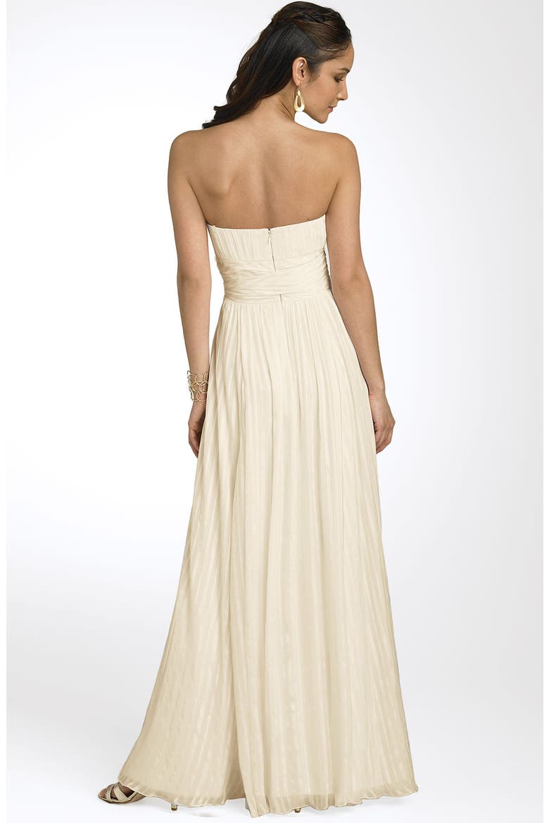 Strapless Crinkle Satin Gown, Alternate, color, OFF WHITE