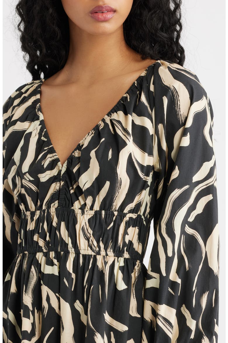 Krina Long Sleeve Brushstroke Print Dress, Alternate, color, CAICOS