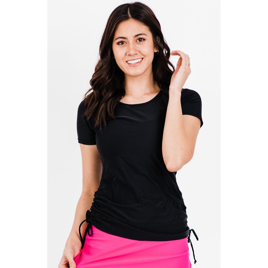 Calypsa Short Sleeve Adele Swim Top In Black