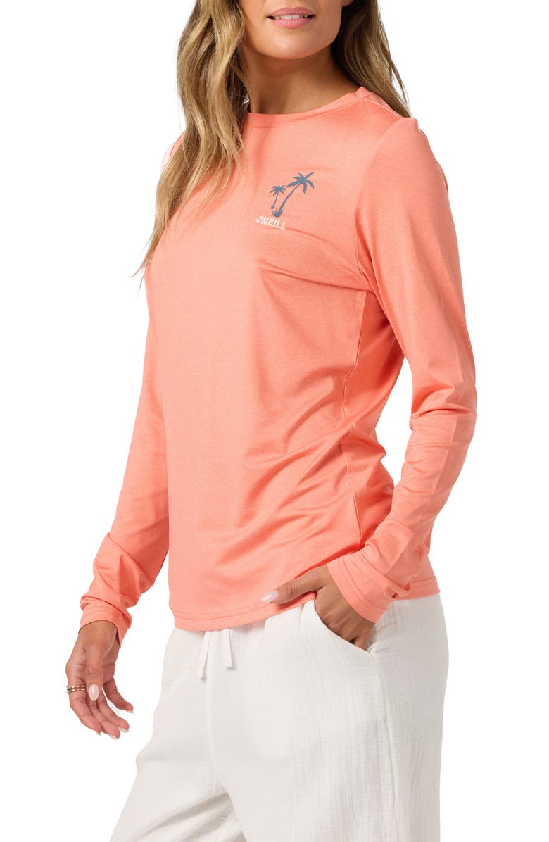 O'Neill Breezy Long Sleeve Rashguard, Alternate, color, Heather Peach Echo