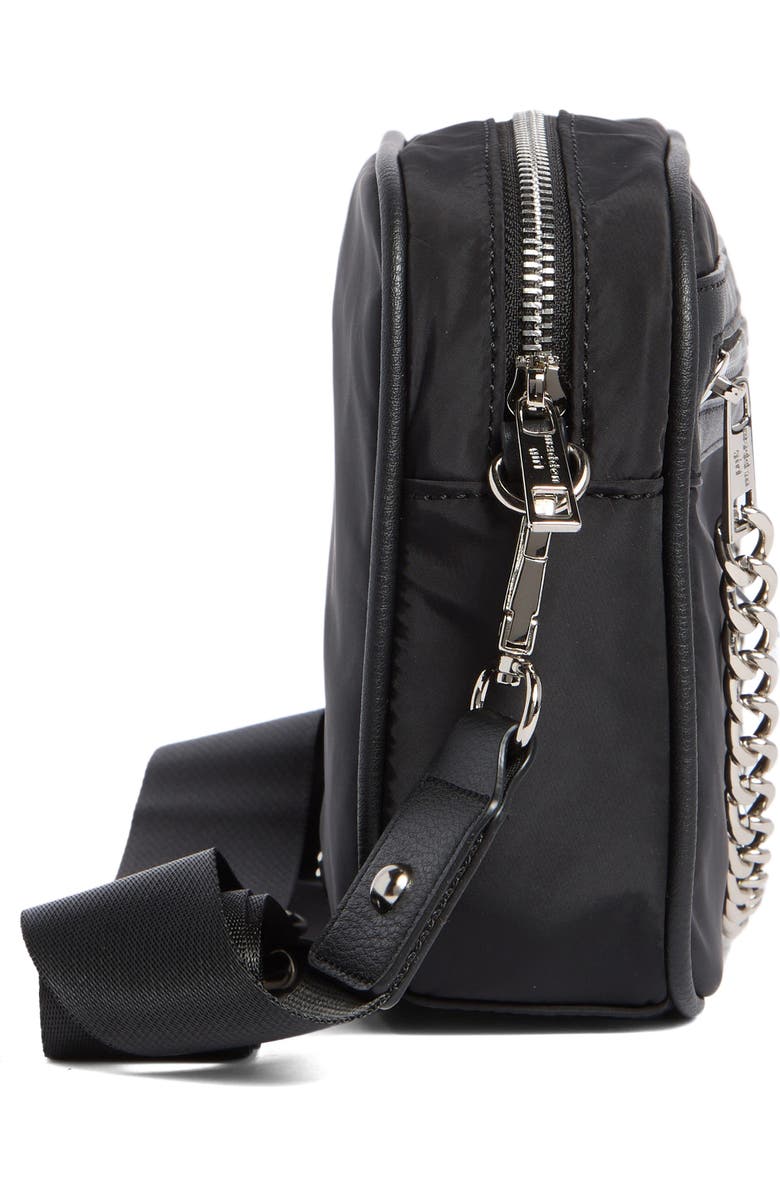 Madden Girl Woven Camera Crossbody Bag, Alternate, color, Black