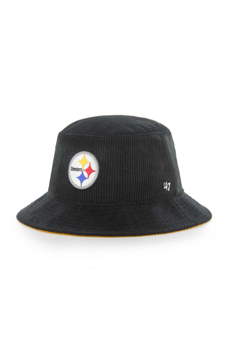'47 Men's '47 Black Pittsburgh Steelers Thick Cord Bucket Hat, Main, color, Black