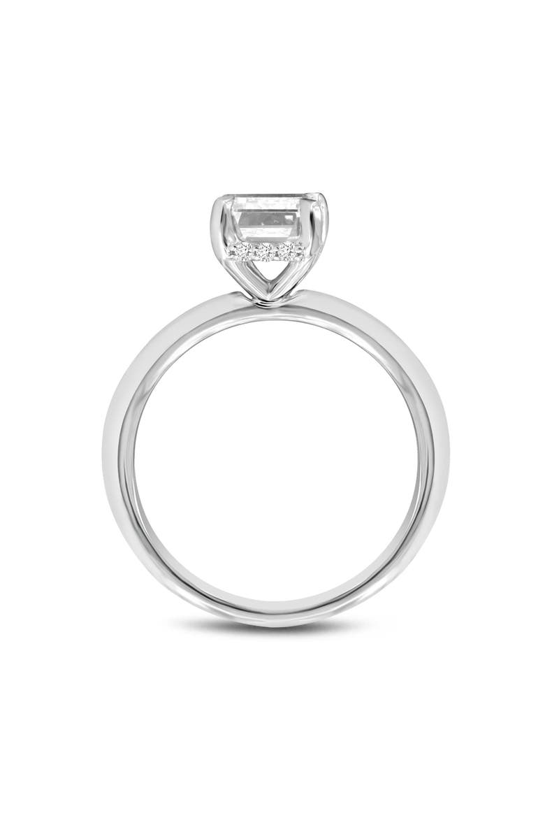 Empress 14K White Gold Emerald Cut Lab Grown Diamond Hidden Halo Engagement Ring - 1.6 ctw, Alternate, color, 14K White Gold