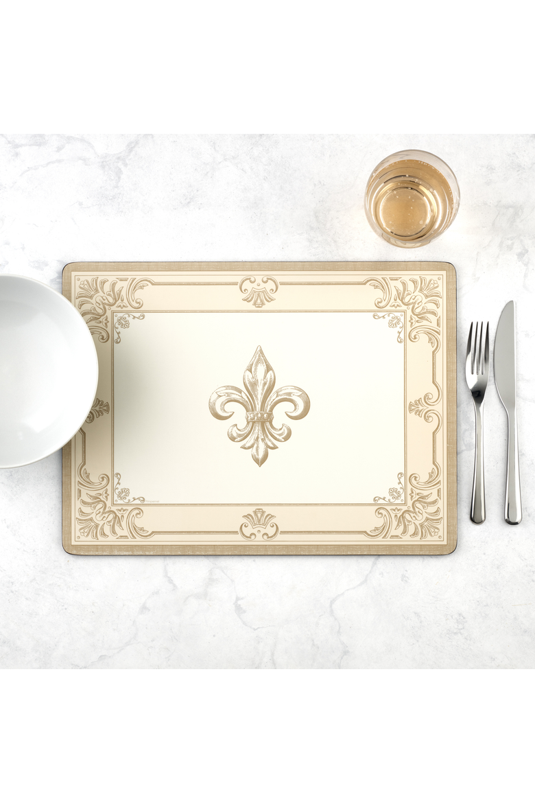 Fleur de Lys Set of 4 Cork Back Placemats, Alternate, color, Fleur de Lys