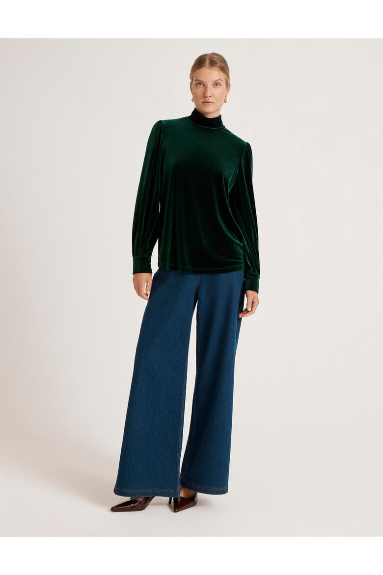 Clementine Velvet High Neck Top, Alternate, color, Bottle Green