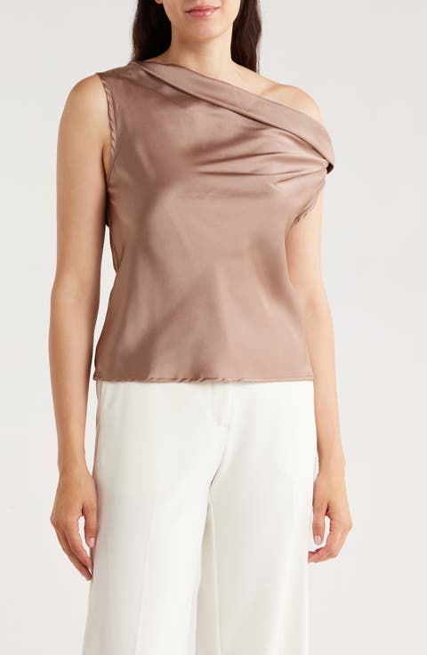 One-Shoulder Satin Tank