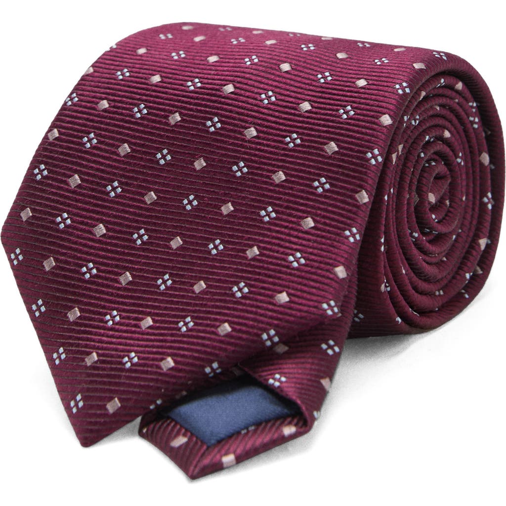 Mango Geometric Medallion Silk Blend Tie In Burgundy