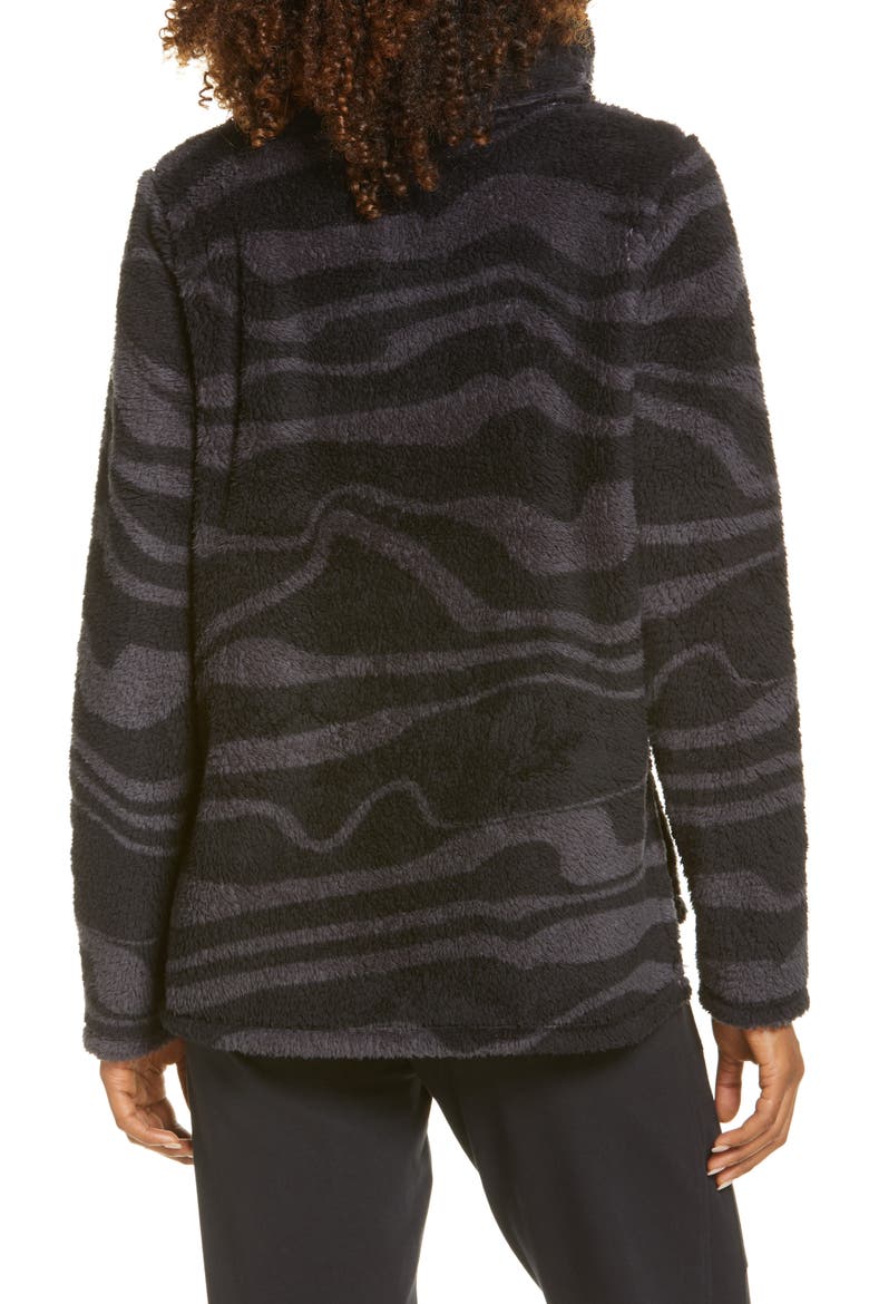 Furry Fleece Funnel Neck Pullover, Alternate, color, BLACK- GREY SHELDON PRINT