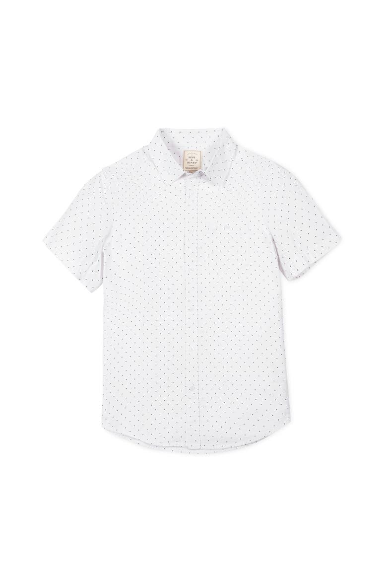 Organic Short Sleeve Seersucker Shirt, Alternate, color, Delft Dot Seersucker