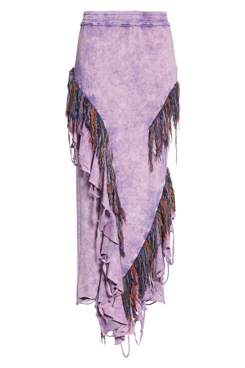 Anna Ikat Fringe Skirt, Alternate, color, PURPLE