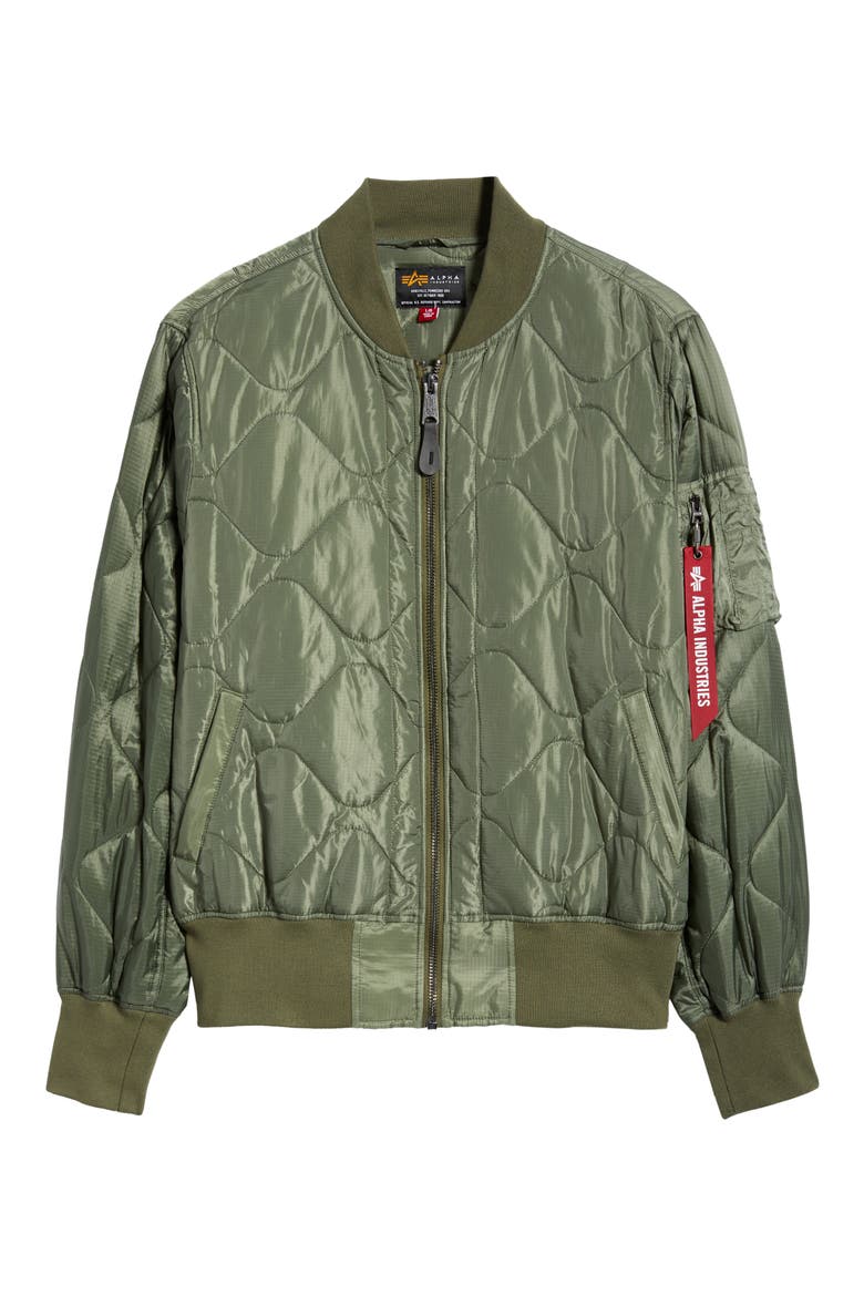 L-2B Relaxed Water Resistant Quilted Bomber Jacket, Alternate, color, OG-107 GREEN
