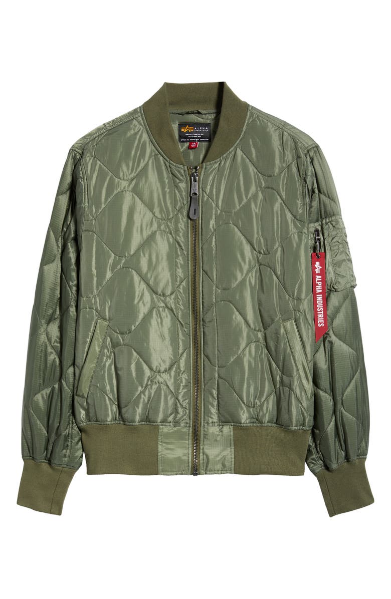 Alpha Industries L-2B Relaxed Water Resistant Quilted Bomber Jacket, Alternate, color, Green