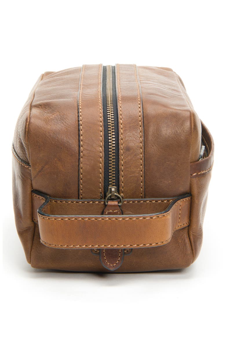 'Logan' Leather Travel Kit, Alternate, color, DARK BROWN