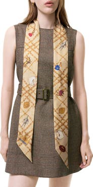 Burberry Check Charm Print Silk Skinny Scarf