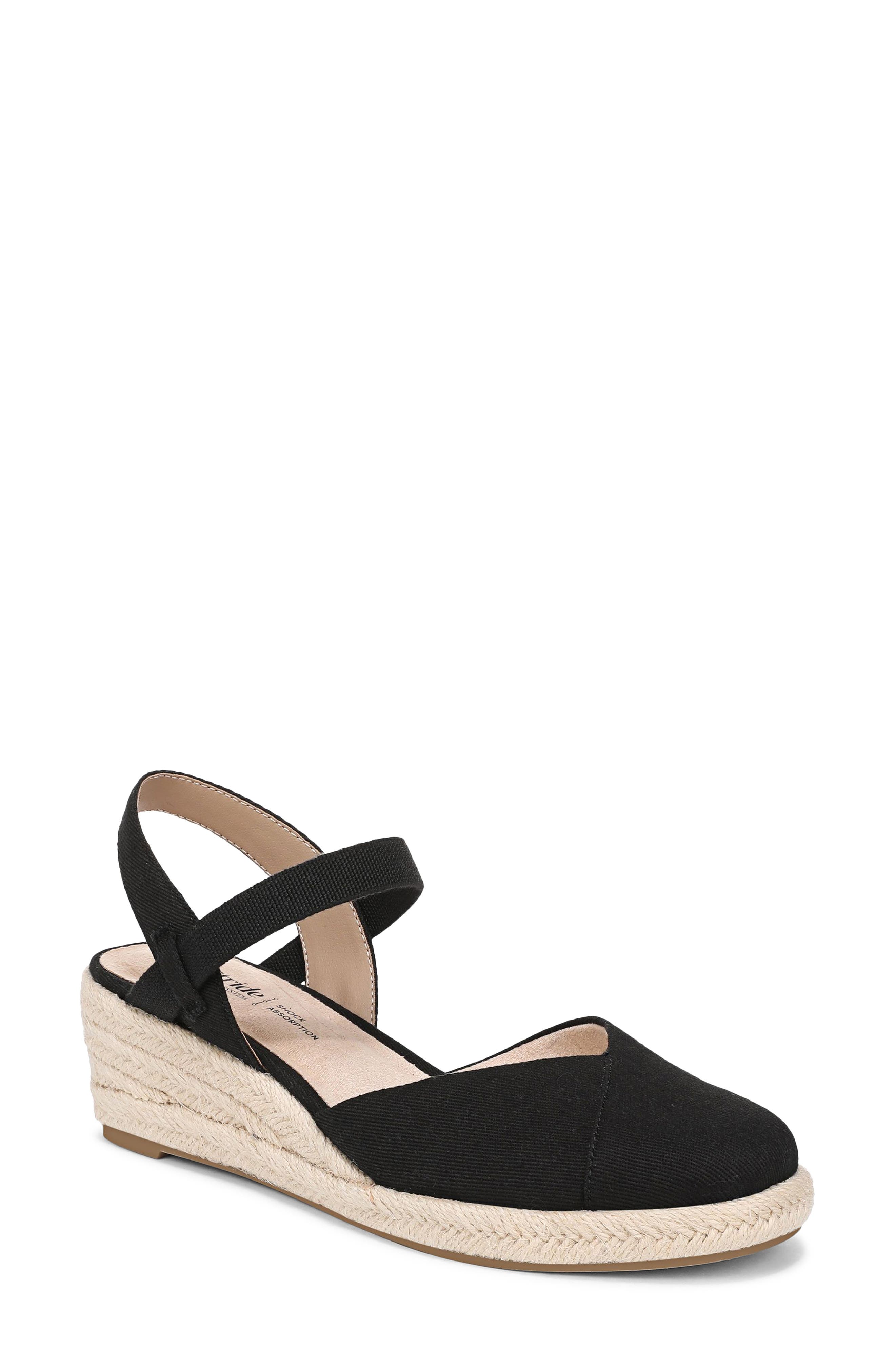 LifeStride Pilar Slingback Espadrille Platform Wedge Sandal, Main, color, Black