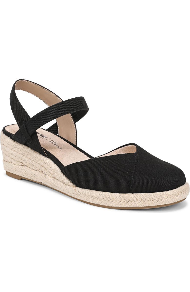 LifeStride Pilar Slingback Espadrille Platform Wedge Sandal, Main, color, Black