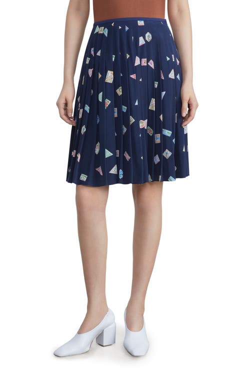 Stamp Print Pleated Silk Shirt