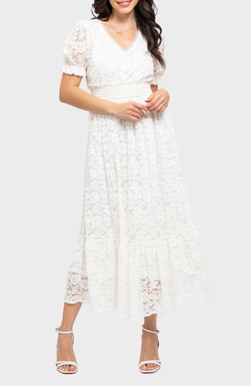 August Sky Floral Lace Midi Dress