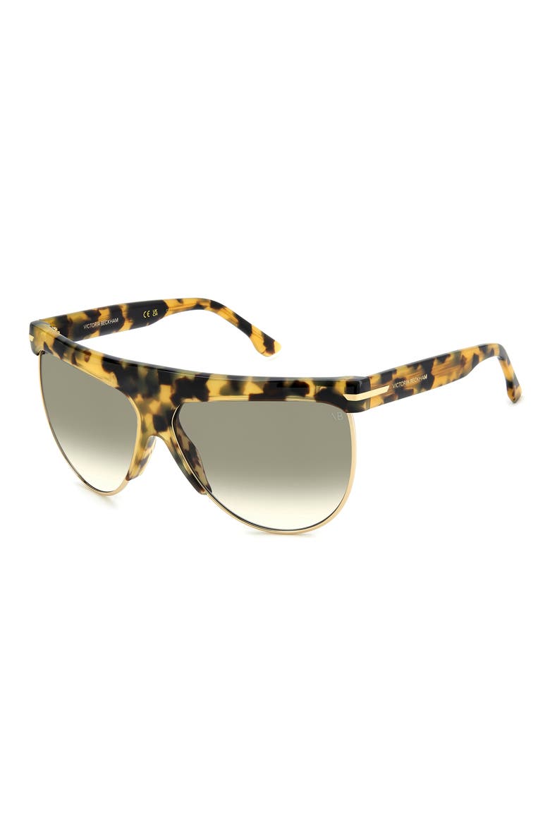 65mm Oversize Gradient Pilot Sunglasses, Alternate, color, YELLOW HAVANA/ GREEN SHADED