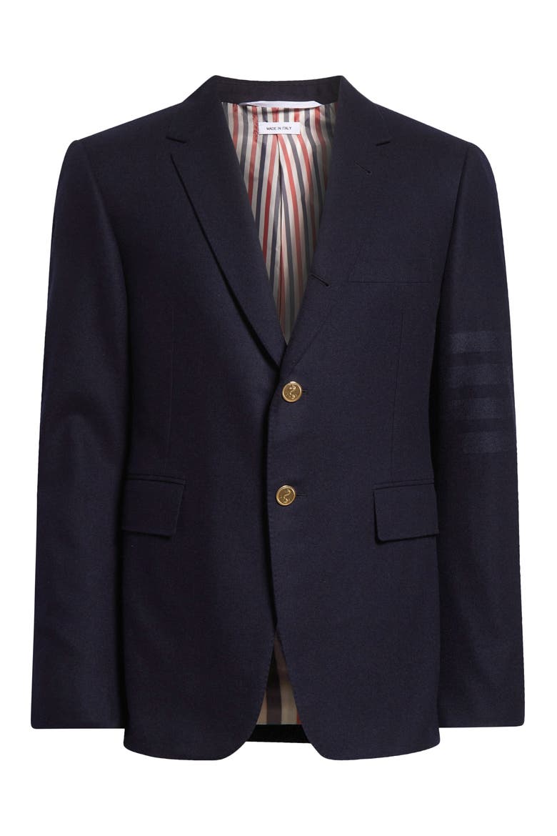4-Bar Wool & Cashmere Flannel Sport Coat, Alternate, color, NAVY