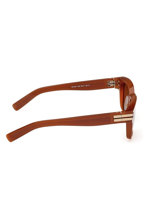 Zegna 55mm Polarized Rectangular Sunglasses In Brown