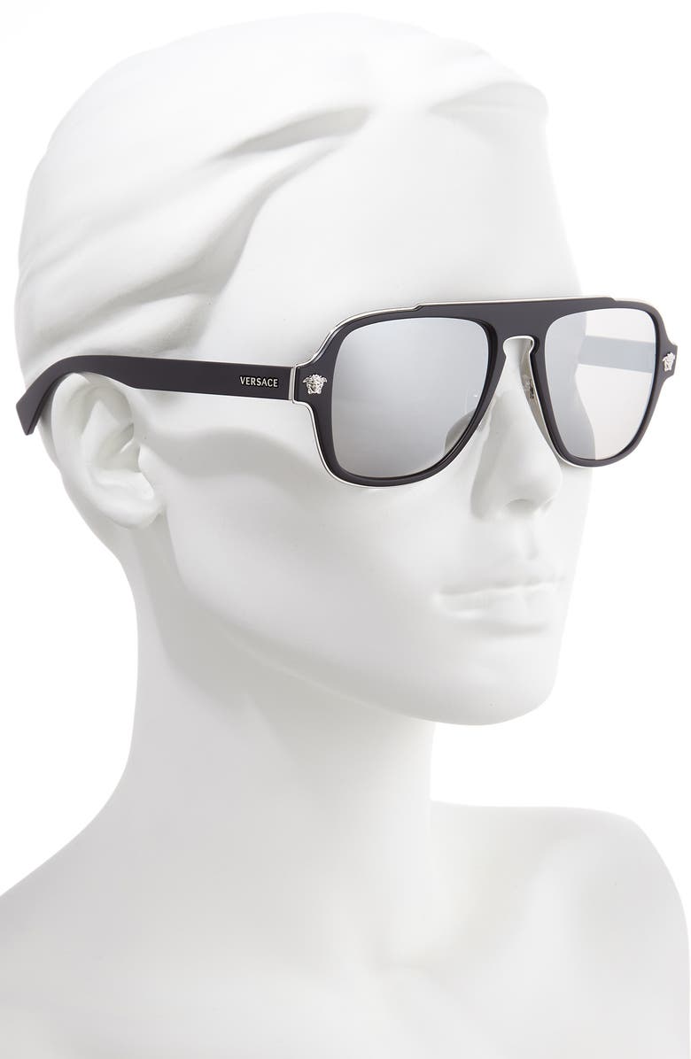 Versace 56mm Mirrored Aviator Sunglasses, Alternate, color, 