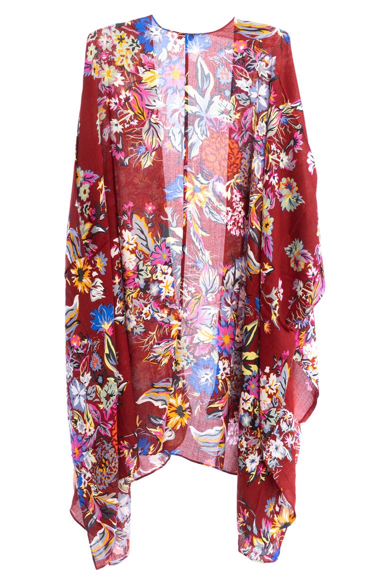 Floral Ruana, Alternate, color, RUST