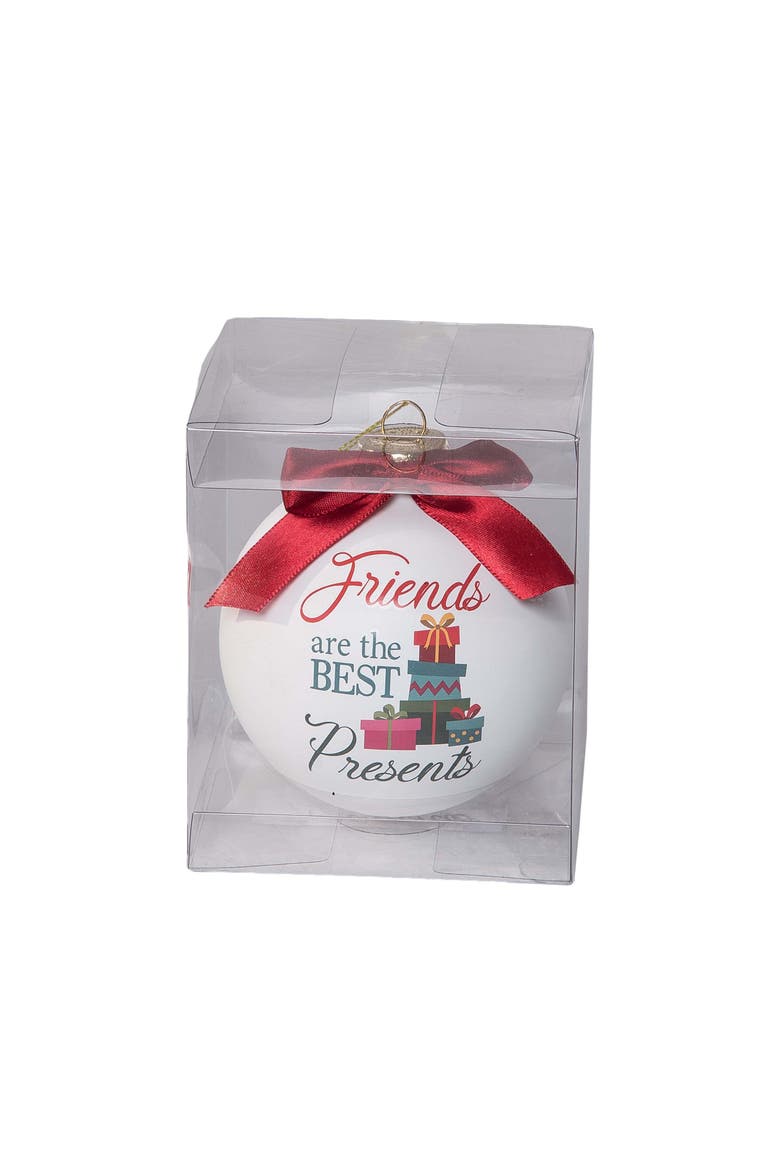 Friends Are Presents Christmas Tree Ornament, Alternate, color, Red