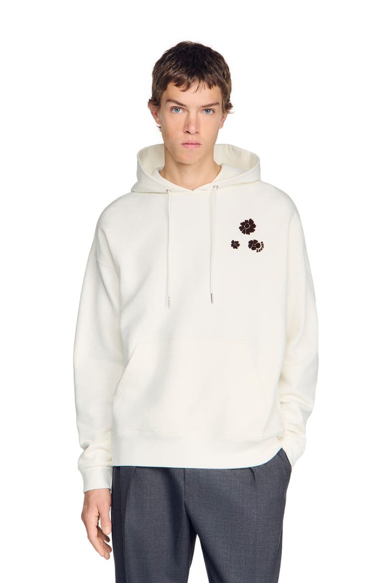 Oversized floral print sweatshirt, Main, color, Ecru
