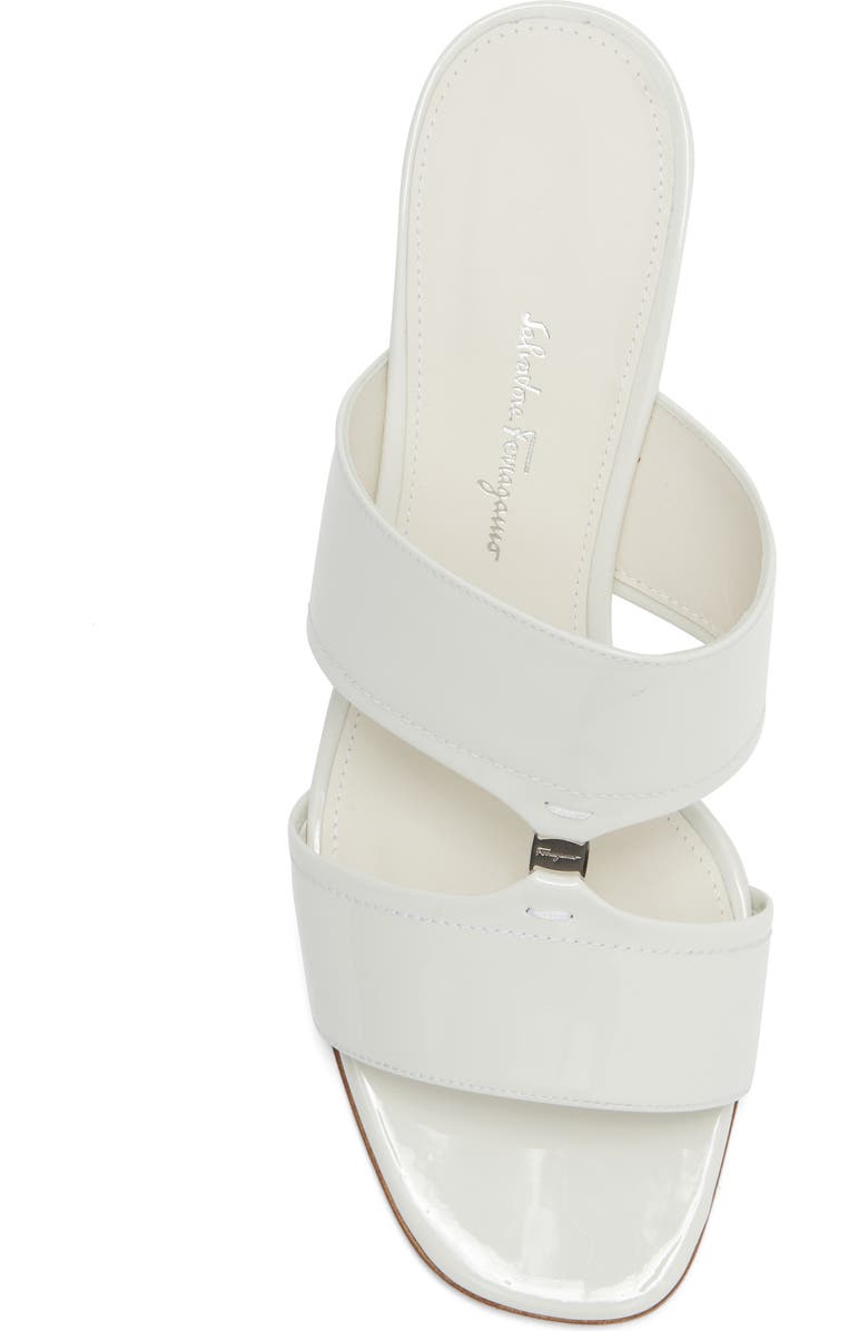 FERRAGAMO Tot 55 Patent Leather Slide Sandal, Alternate, color, White