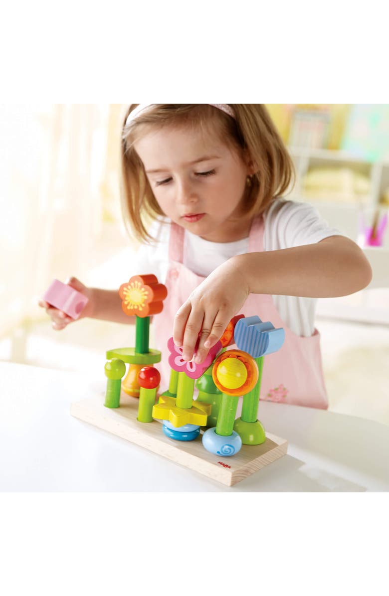 HABA Flower Garden Wooden Sorting & Shape Sorter Game Montessori Toys for 2 Year Old, Fine Motor Stacking Toys for Toddlers 1-3, Made in Germany, Alternate, color, Multi