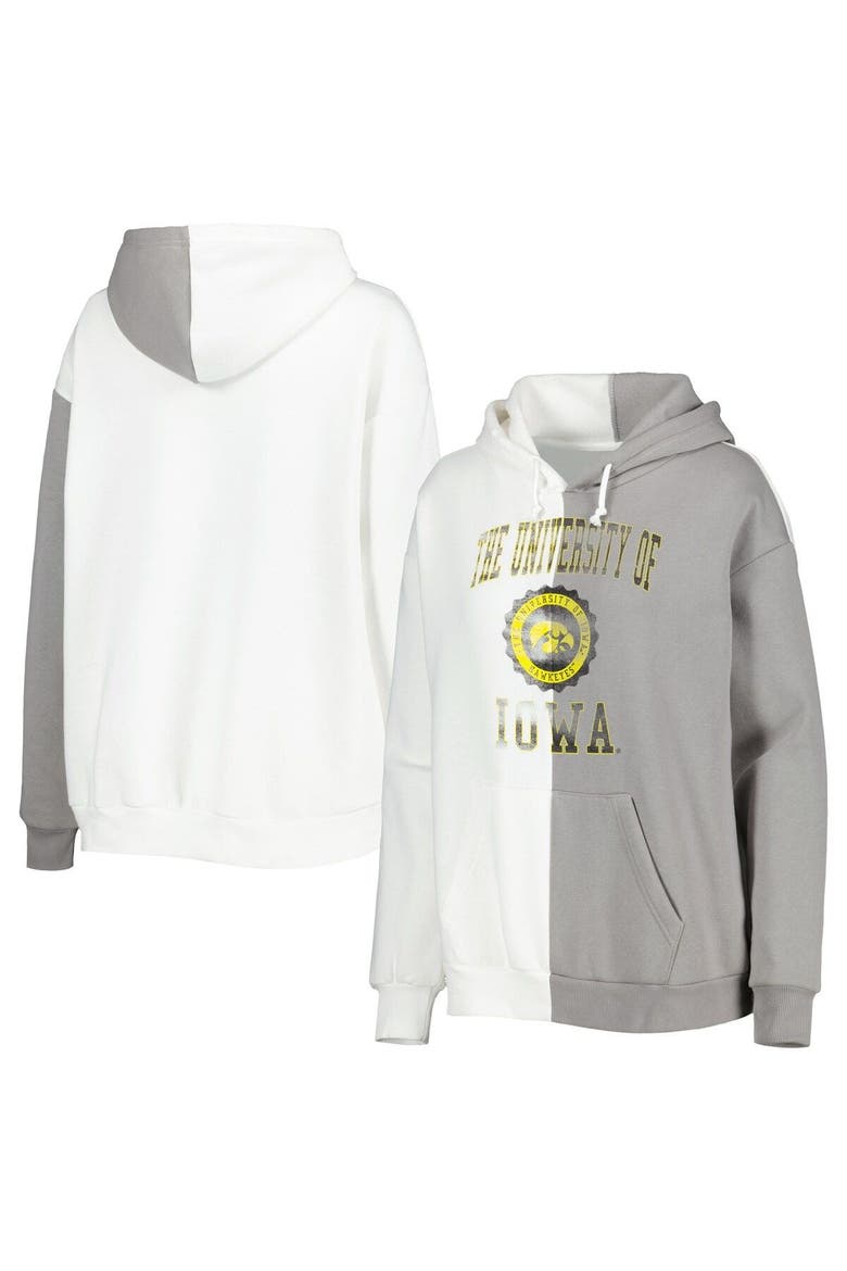 Women's Gameday Couture Gray/White Iowa Hawkeyes Split Pullover Hoodie, Main, color, White