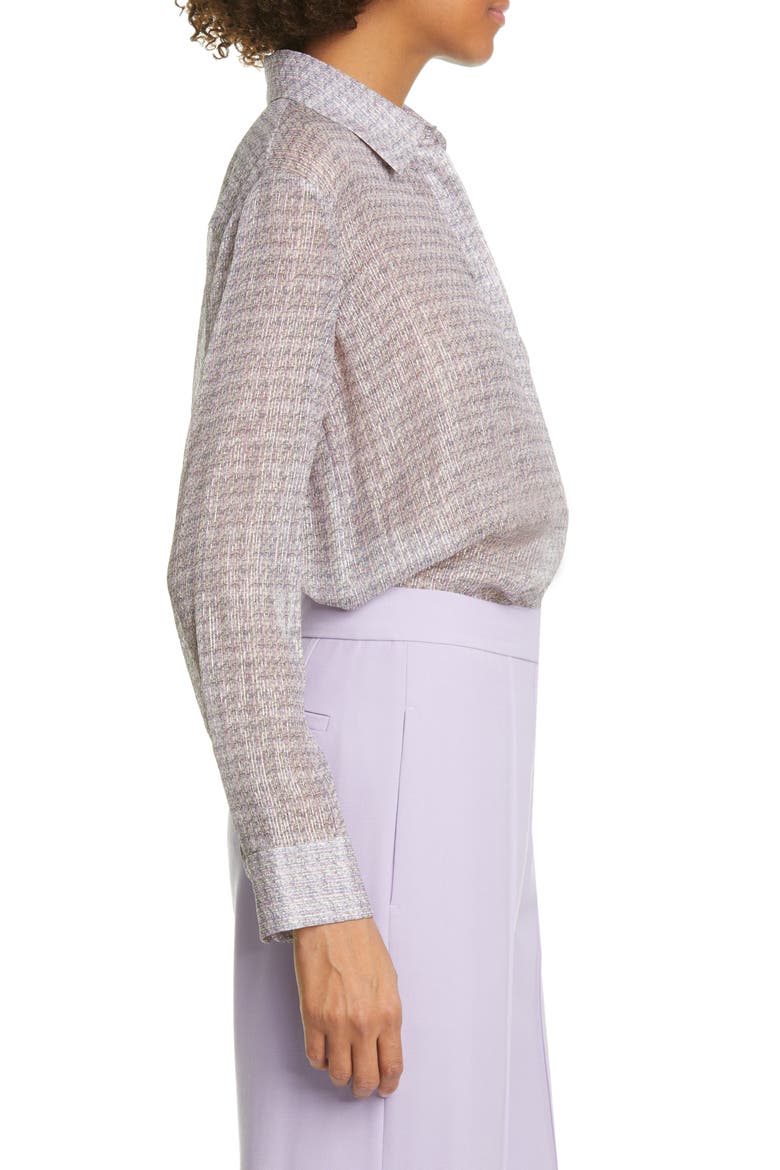 Print Metallic Silk Chiffon Blouse, Alternate, color, LAVENDER MULTI