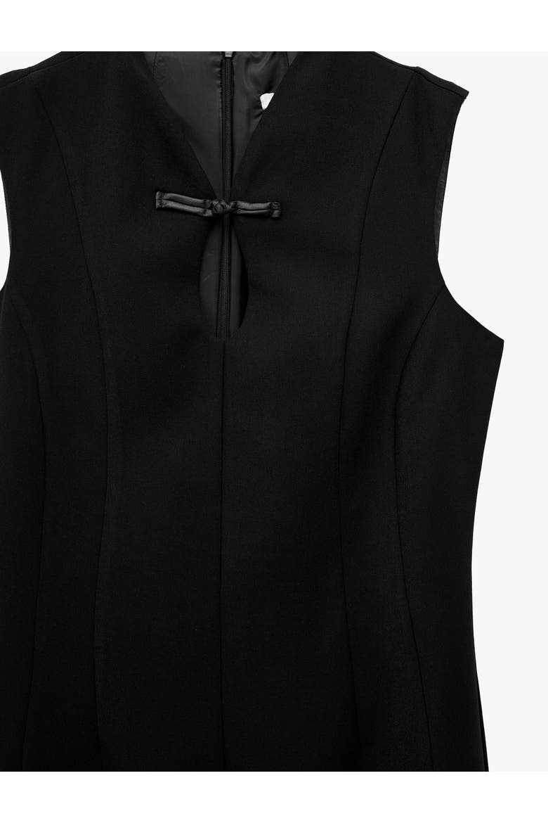 Sleeveless Keyhole Detal Qipao Midi Dress with Frog Closure, Alternate, color, BLACK