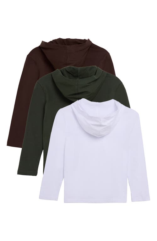 X-ray Xray Kids' 3-pack Hooded Long Sleeve Cotton T-shirts In Multi