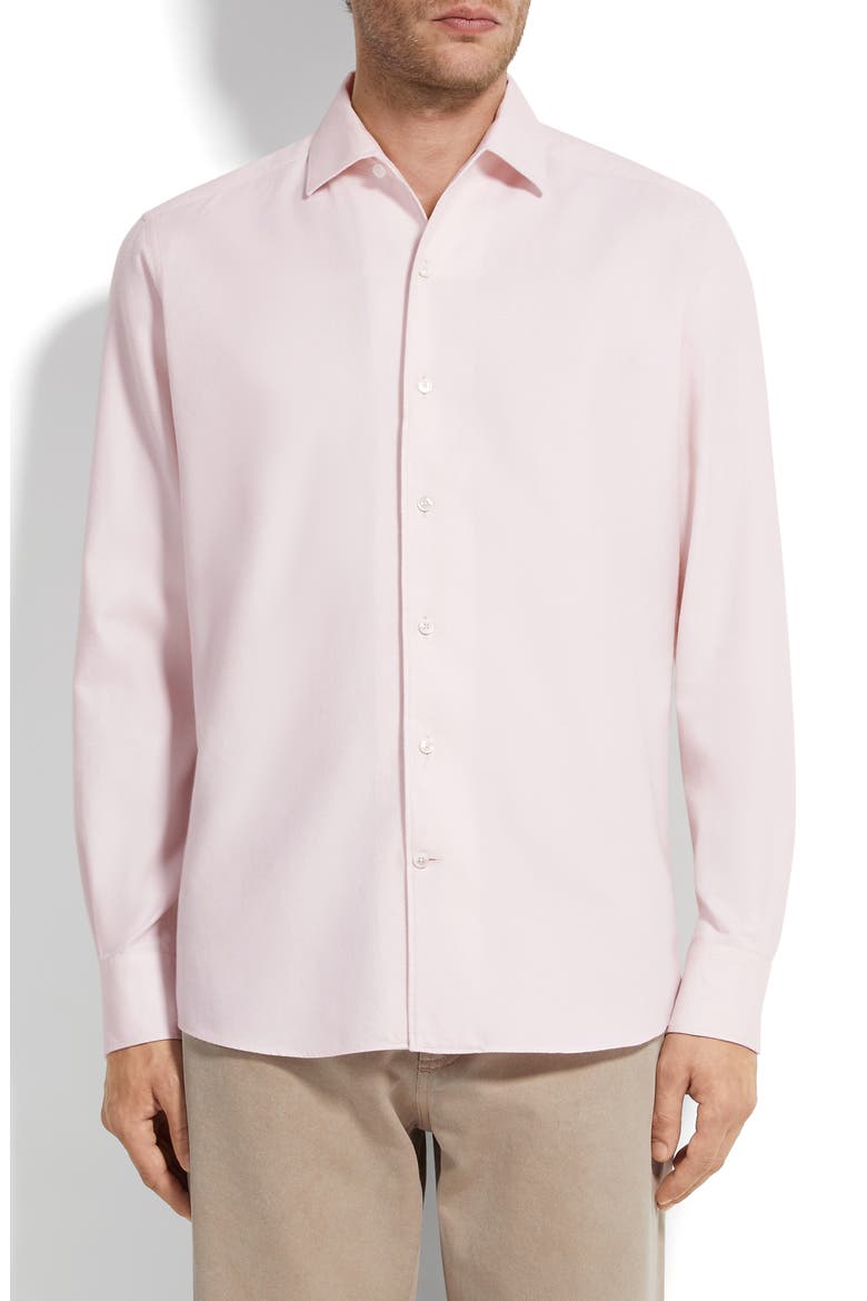 Cashco Cotton & Cashmere Oxford Button-Up Shirt, Main, color, LIGHT PINK