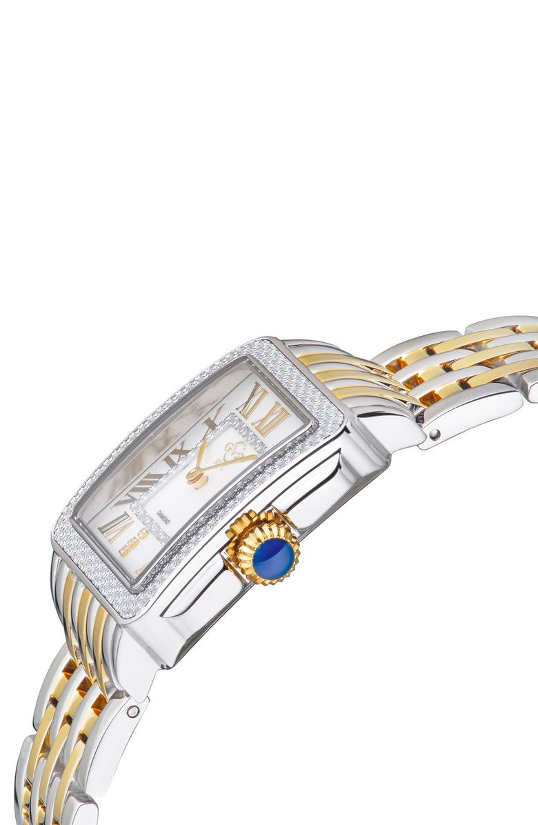 GEVRIL GV2 Women's Badova Diamond Dial Two-tone Bracelet Watch, 27mm, Alternate, color,