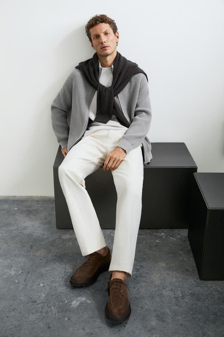 Men's Full Zip Cardigan Sweater, Alternate, color, Gray Melange