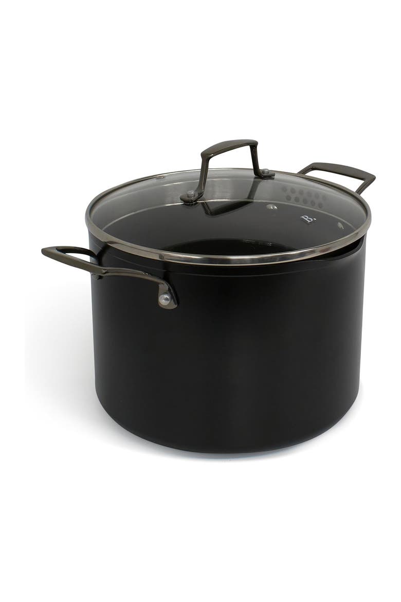 8.5QT Stock Pot with Double Strainer Lid, Main, color, Black