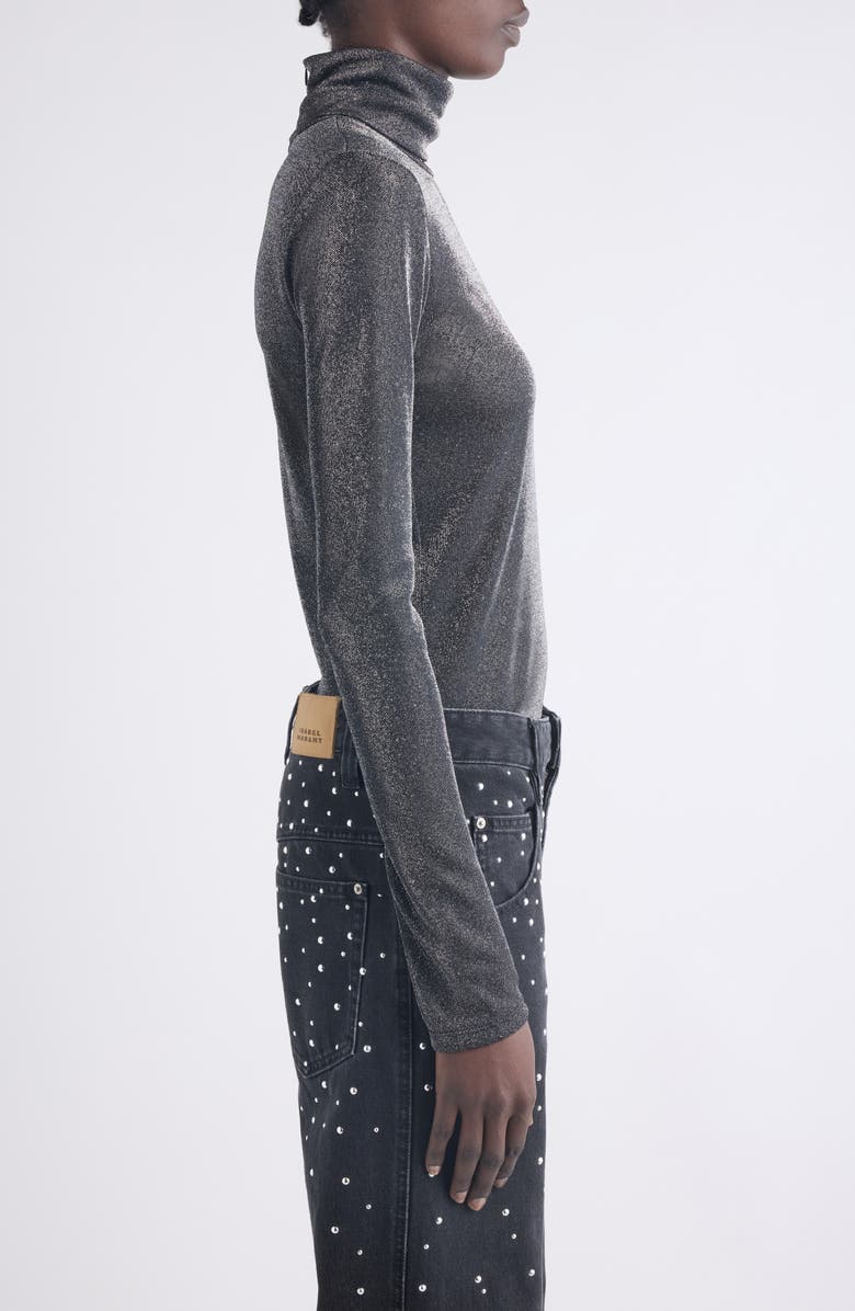 Isabel Marant Étoile Jadia Metallic Turtleneck Top, Alternate, color, Gun Metal