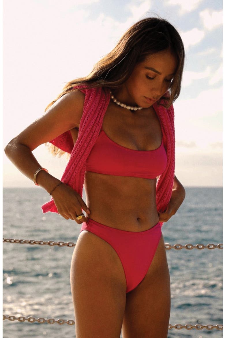 Sol Searcher Havana High Waist Bikini Bottoms, Alternate, color, DAHLIA