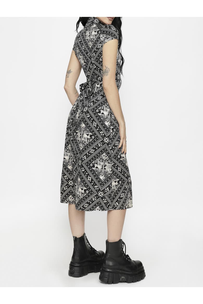 Hexweave Fitted Midi Shirt Dress, Alternate, color, Black