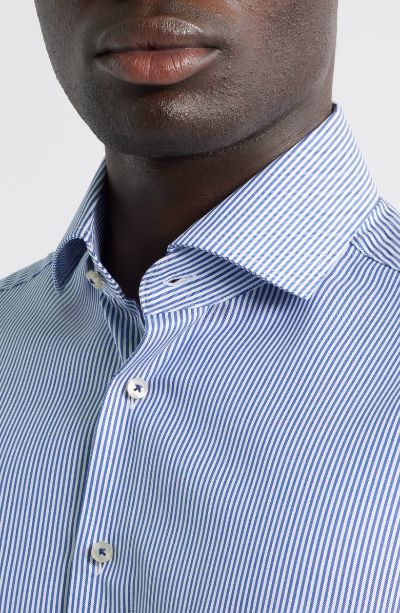 1863 by Eterna Banker Stripe Non-Iron Cotton Twill Dress Shirt, Alternate, color, Blue