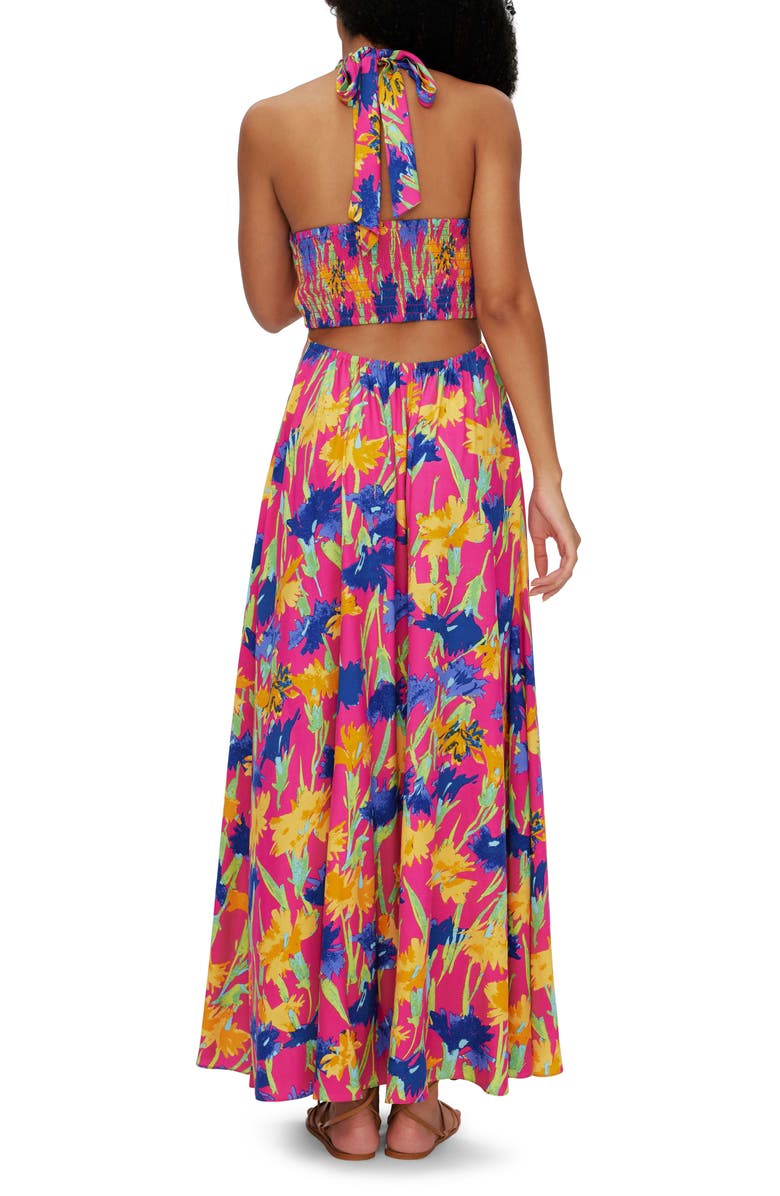 DVF Floral Cutout Halter Maxi Dress, Alternate, color, 