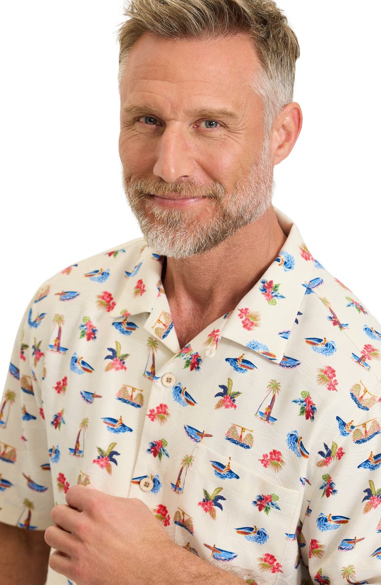 Tommy Bahama Wave Cruiser Silk Camp Shirt, Alternate, color, Continental