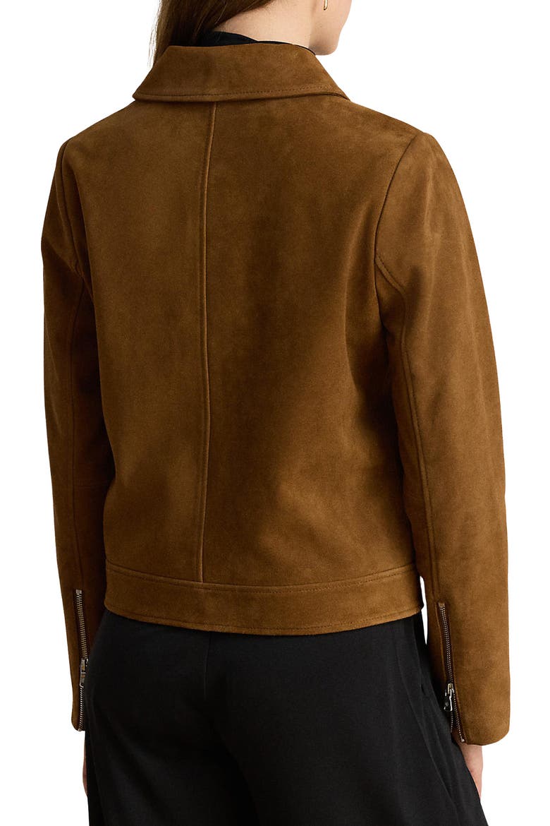 Leather Zip Front Jacket, Alternate, color, VICUNA