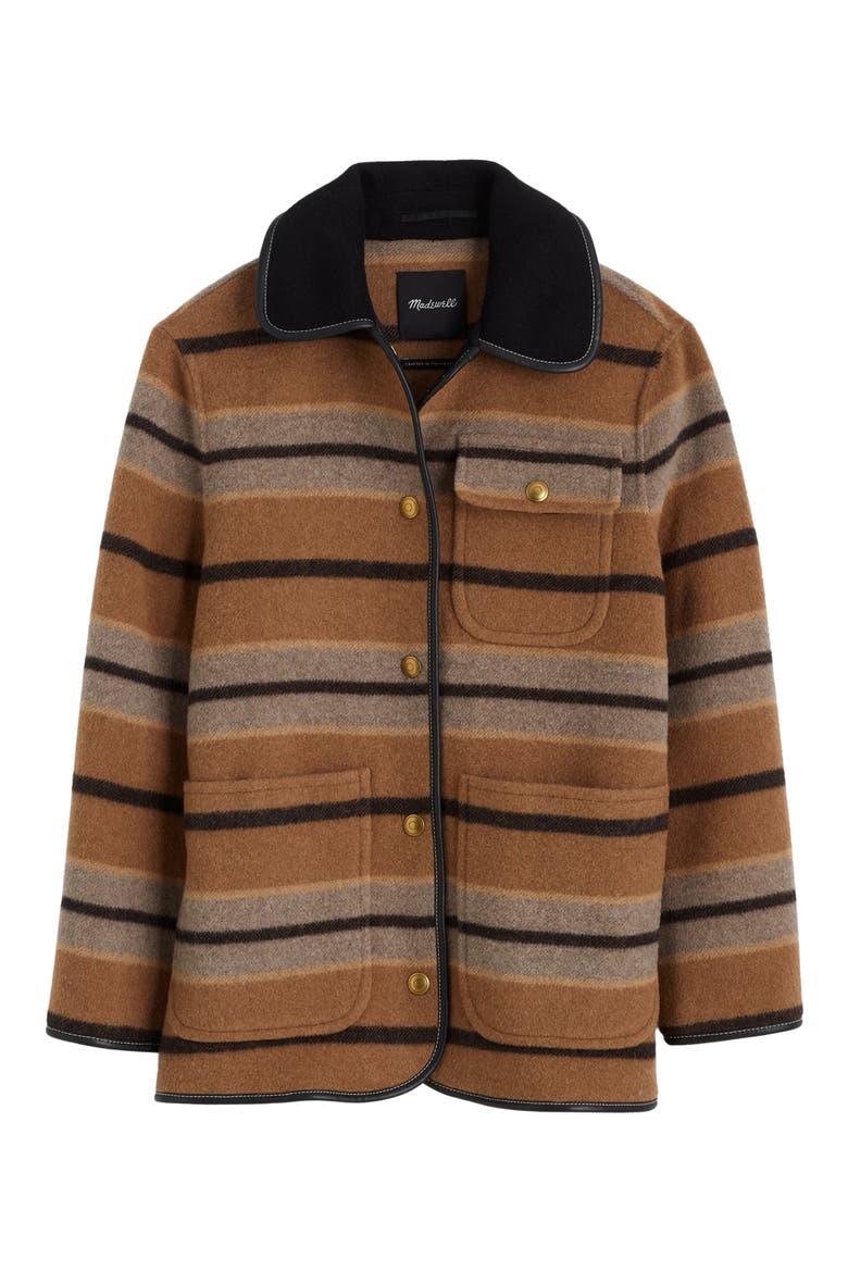 Stripe Chore Jacket, Alternate, color, RUSTIC UMBER