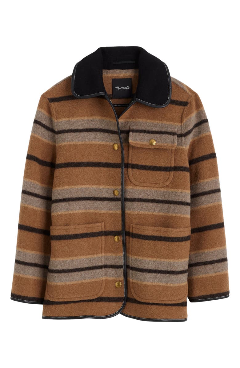 Madewell Stripe Chore Jacket, Alternate, color, Rustic Umber